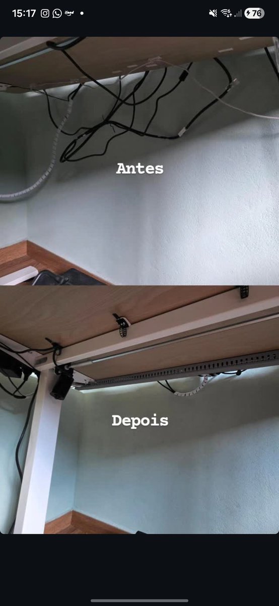 Não contente com minha organização, decidi melhorar os cabos soltos, slc, ficou uma maravilha, tudo bem presinho e se precisar de manutenção é fácil