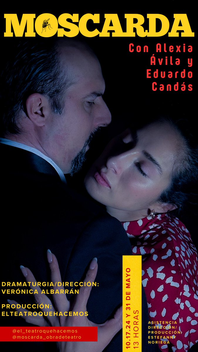 SandymoonDCS's tweet image. #Moscarda del 10 al 31 de mayo, domingos a las 13:00 horas en el Foro Principal del #ForoShakespeare. Explora la crisis existencial de Ángelo Moscarda, quien descubre que no es “uno”, sino “cien mil” según las miradas de los demás. Con Eduardo Candás y Alexia Ávila. #teatro