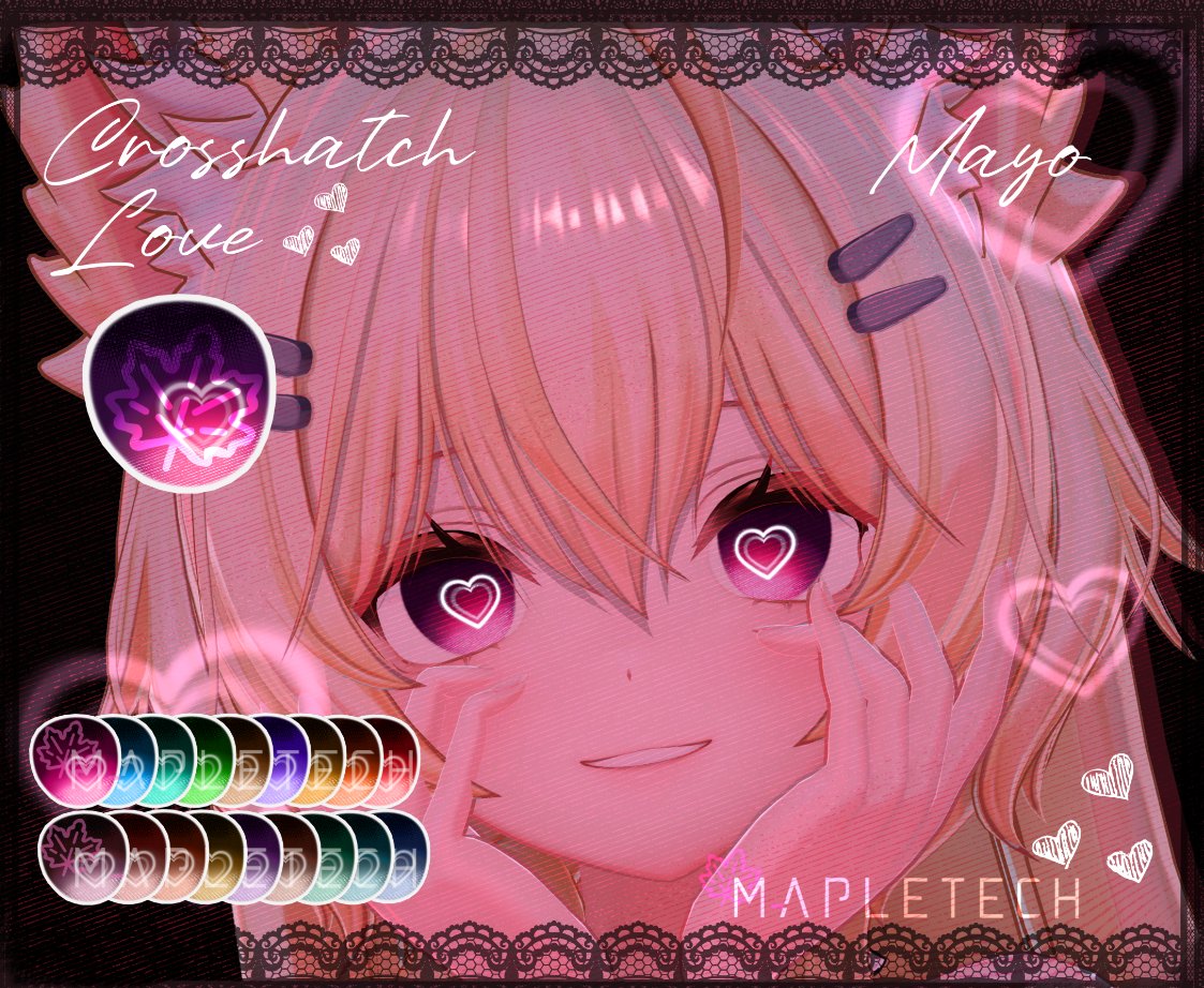 MAPLETECH_BOOTH's tweet photo. [MAYO UPDATE]

【まよ】 Mayo | Crosshatch Love 【19 Colors】 + Custom blendshape

https://t.co/xALpEWqaz5

#Booth_pm #VRChat #Mayo_3D #Mayo3D #MAPLETECH_BOOTH #まよ https://t.co/KEOOSdIR96