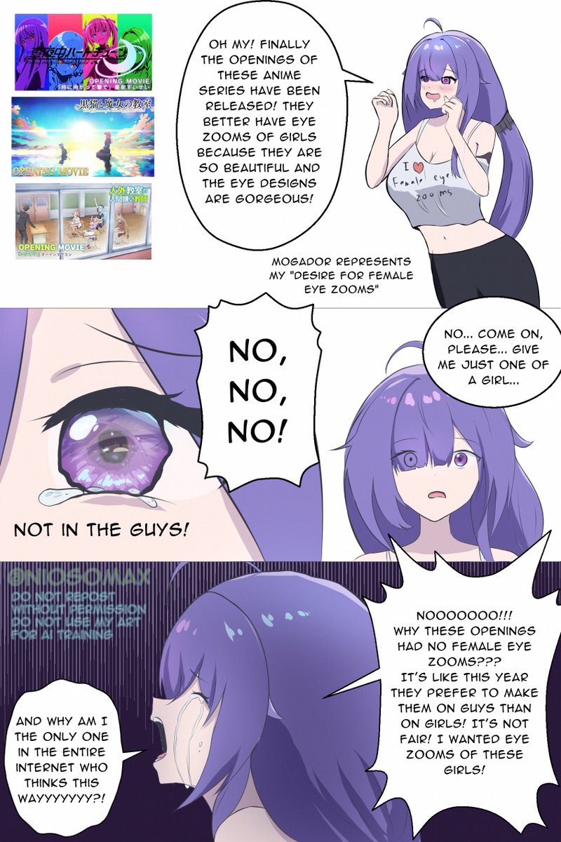 The vast majority of year's anime openings aren't going the way I personally want in terms of eye zooms, so I used Mogador to express my feelings in this comic.

#AzurLane #アズールレーン