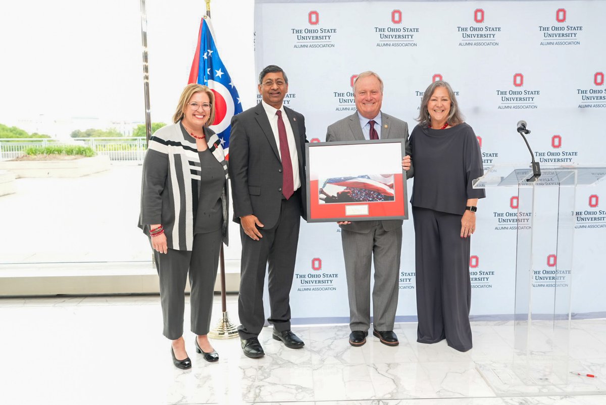 OhioStatePres's tweet photo. A special 20th anniversary edition of our Scarlet & Gray Congressional Breakfast is in the books! Lalita and I were honored to engage with Ohio State alumni in the DC area along with members of Ohio’s congressional delegation, dedicated public servants who recognize the crucial value higher education plays in building a strong future for our state and nation. Belief in the power of a Buckeye education truly brings us together. Special thanks to @RepDaveJoyce for delivering keynote remarks. Go Bucks!