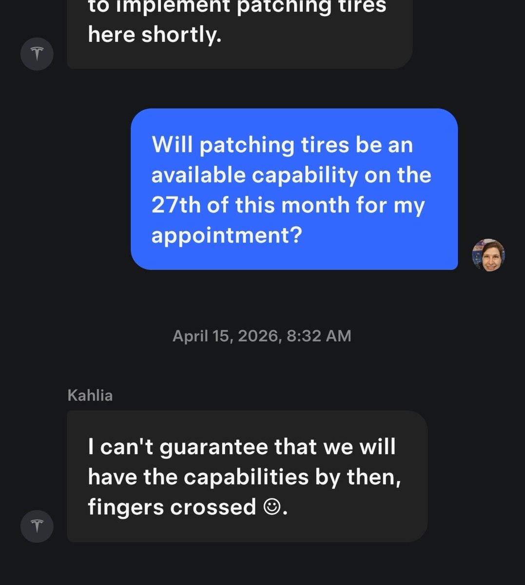 We have a slow leak in the right rear tire on the Model Y, and an appointment with Tesla on Monday.  BUT, I've taken it to a local shop we like who charges $25 to fix leaks.  Because Tesla quoted over $500 to fix it!!!  And said they can't patch a leak???  At a service center? 😒