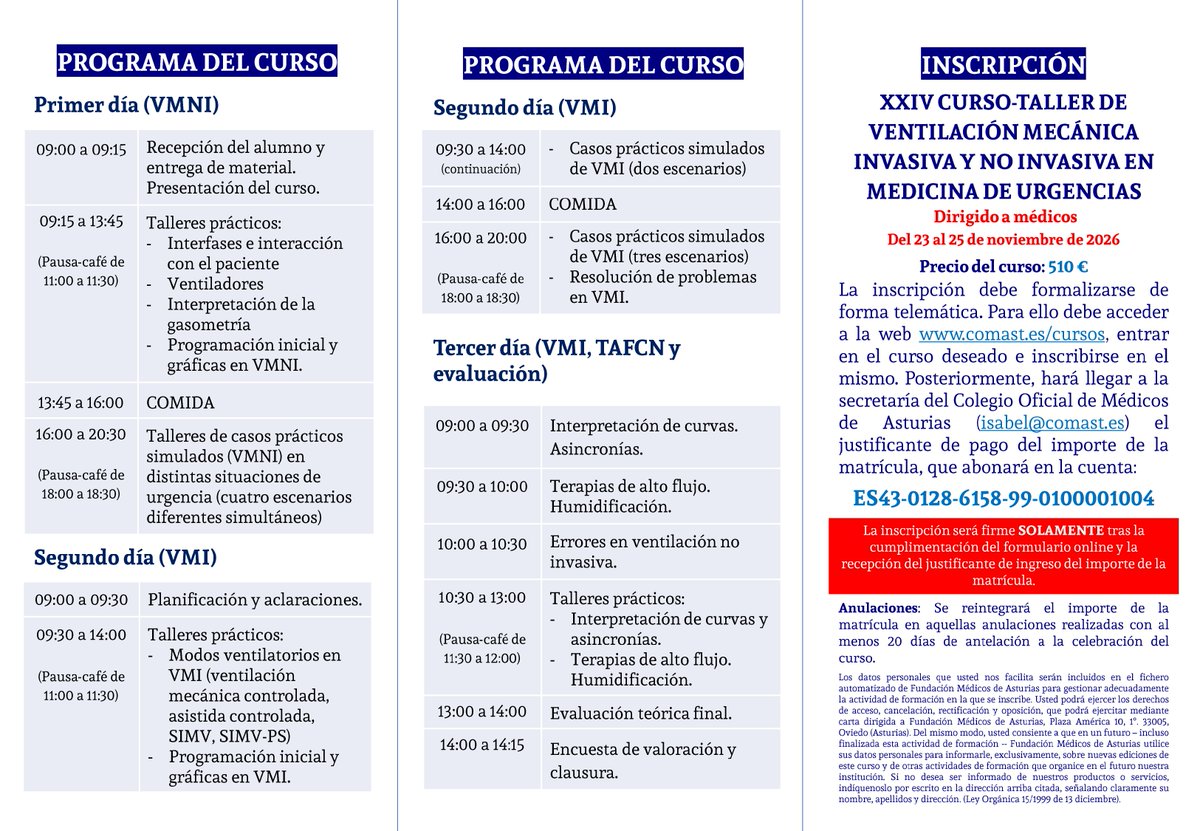 grvformacion's tweet photo. Ya está abierta la matrícula de nuestros cursos (ventilación mecánica y asistencia al paciente crítico) del 4º trimestre del año. Info en secretaria.gruporiesgovital@gmail.com, y matrícula en https://t.co/PnTbbcKsNy. https://t.co/pWuLPn9i0O