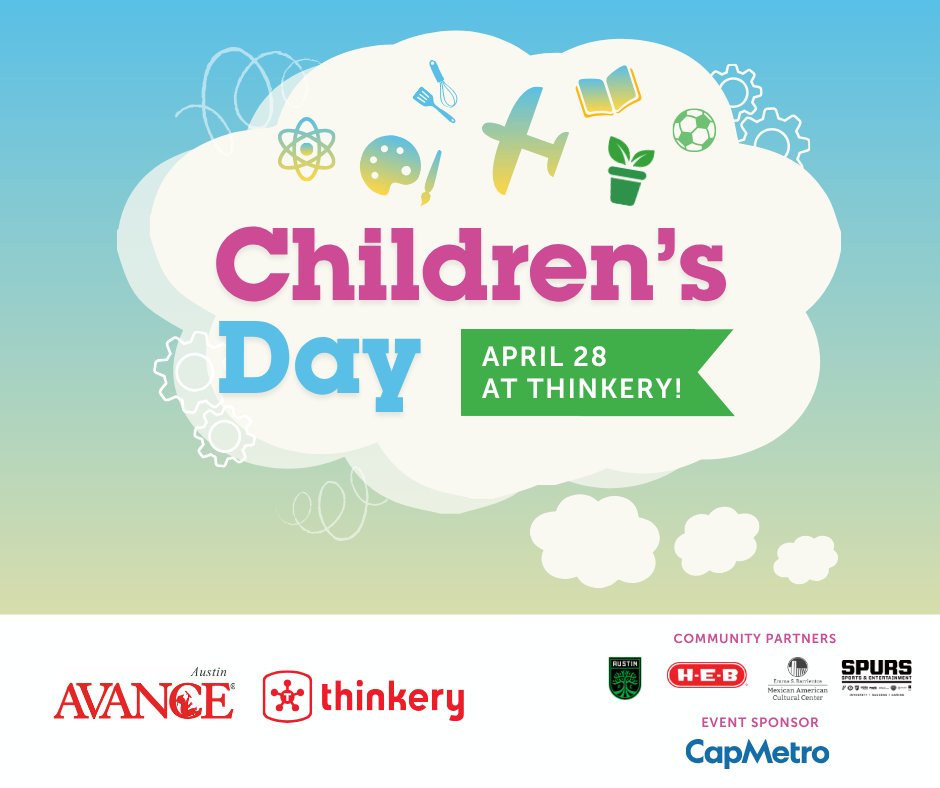 AVANCEAustin's tweet photo. AVANCE-Austin &amp; @ThinkeryATX   @ celebran Children’s Day este 28 de abril | 3–6 PM.
🧠 STEAM
🎨 Arte
🎲 Juegos
👨‍👩‍👧‍👦 Diversión para toda la familia

Más info / Learn more: https://t.co/8UIUcU792L https://t.co/Fqtial8HLI