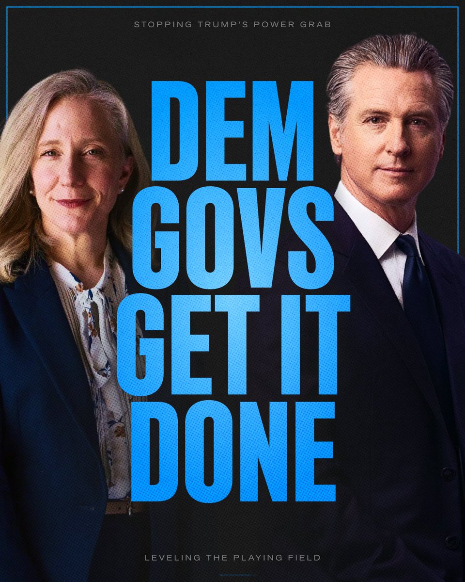 Democratic governors are leading the charge against Trump’s power grab—and they’re winning.

Democrats gave voters a voice and Americans made themselves clear: They do not support Trump’s undemocratic attempt to rig the midterms for Republicans.

Onwards to November.