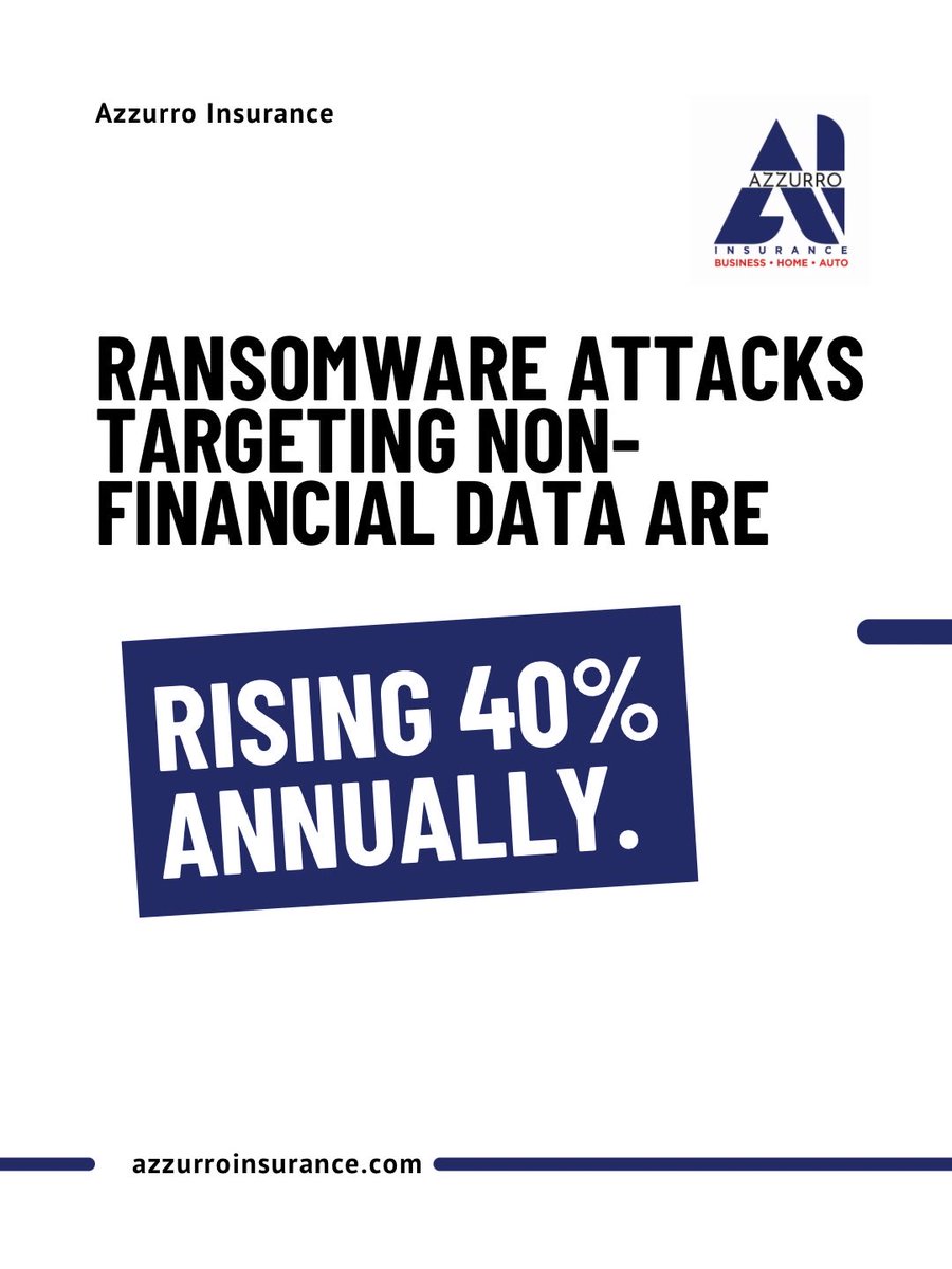 azzurroinsuranc's tweet image. Think you don't have cyber risk because you don't collect credit cards? Think again. 🚨
Ransomware targeting non-financial data is rising 40% annually. Your client lists and employee SSNs are the new currency.

📞 (469) 200-6064 | azzurroinsurance.com
#CyberSecurity #SmallBiz