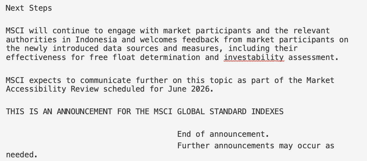 Bagian 3 - ini yang menurut saya banyak media salah paham

MSCI akan terus berhubungan dengan pelaku...