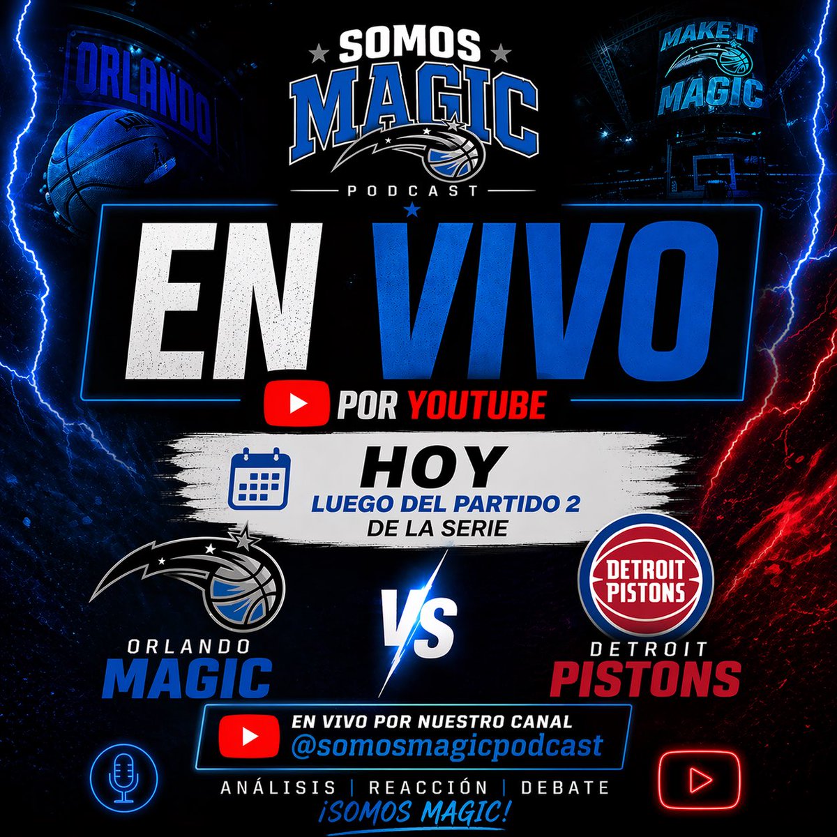 SomosMagic's tweet photo. 🔥 ¡HOY juega el @OrlandoMagic y la conversación no termina cuando suena el silbato final ! 🔥

🚨 Tan pronto acabe el Juego 2 de la serie, nos vamos EN VIVO en nuestro canal de YouTube para analizar TODO: jugadas clave, ajustes, polémicas y lo que viene. https://t.co/ZO75I2cdZo