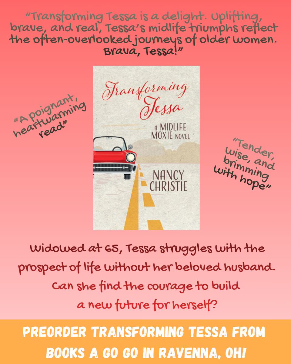NChristie_OH's tweet image. The paperback format of TRANSFORMING TESSA will be out May 3 and you can be one of the first to get a signed copy if you preorder now from Books A Go Go in Ravenna! Stop in at Books A Go Go or visit the store’s website!  buff.ly/CLNoexK 
#grief #loss #startingover