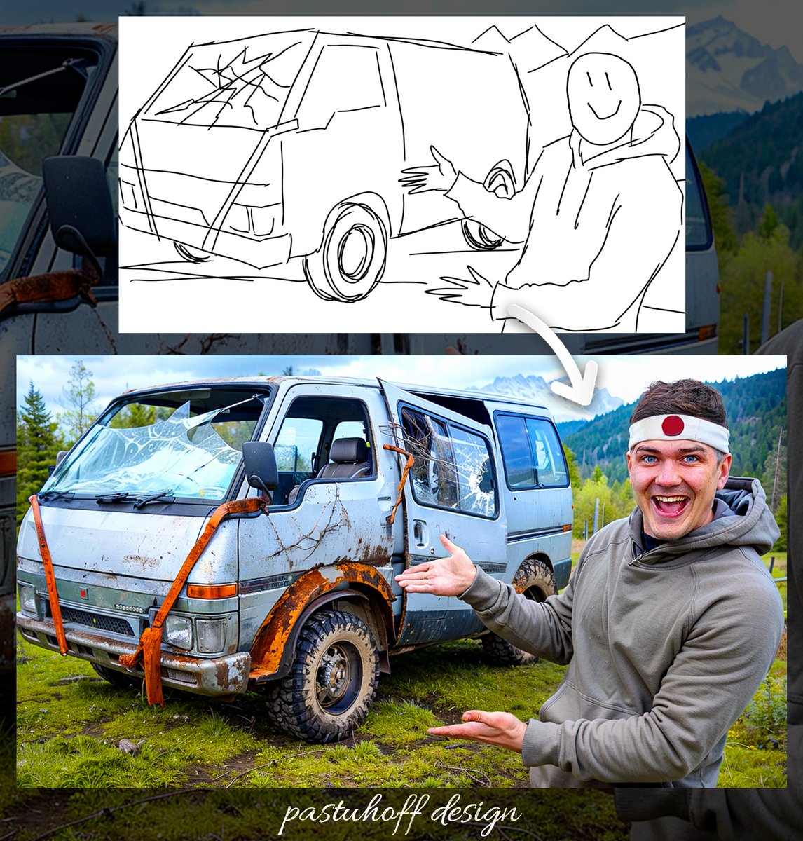 pastuh0ff's tweet photo. My old, cool work. It was based on a client concept. The sketch was reconstructed with AI due to age.
Before and after
#thumbnail #designer #thumbnailforYouTube https://t.co/PfQYSDO7RC