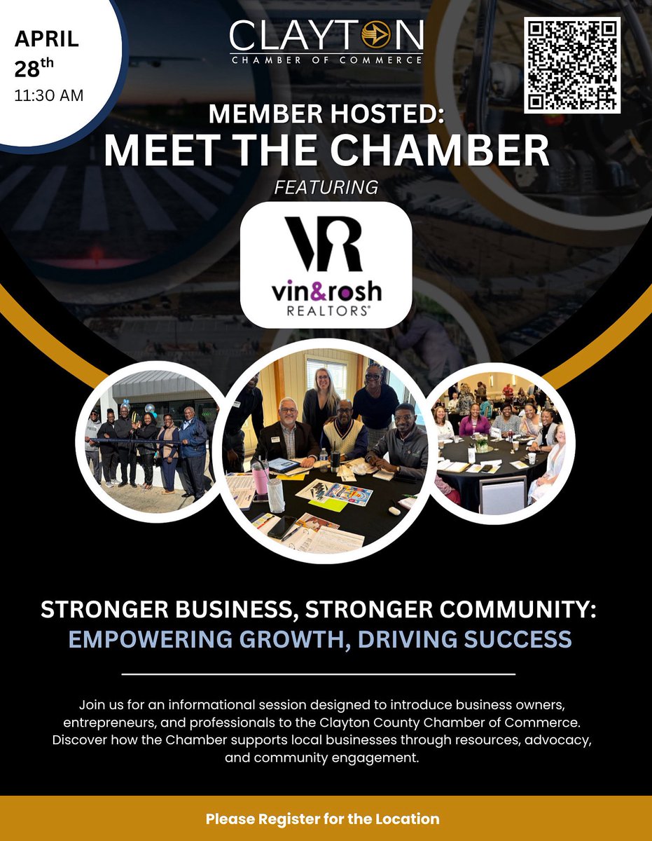 LATANYASELLS's tweet photo. Join us for our Meet the Chamber event on April 28th at 11:30 AM. Come learn how the Clayton County Chamber of Commerce can support, connect, and help grow your business.

Don’t miss this opportunity to network, gain valuable resources, and take your business to the next level!🚀 https://t.co/oRd4OJ5zeW