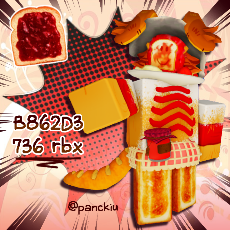 panckiu's tweet photo. popcorn. toast with a jam &amp; eggs. candy green apple. #roblox #robloxart #outfits #furry https://t.co/CjsNlwUefN