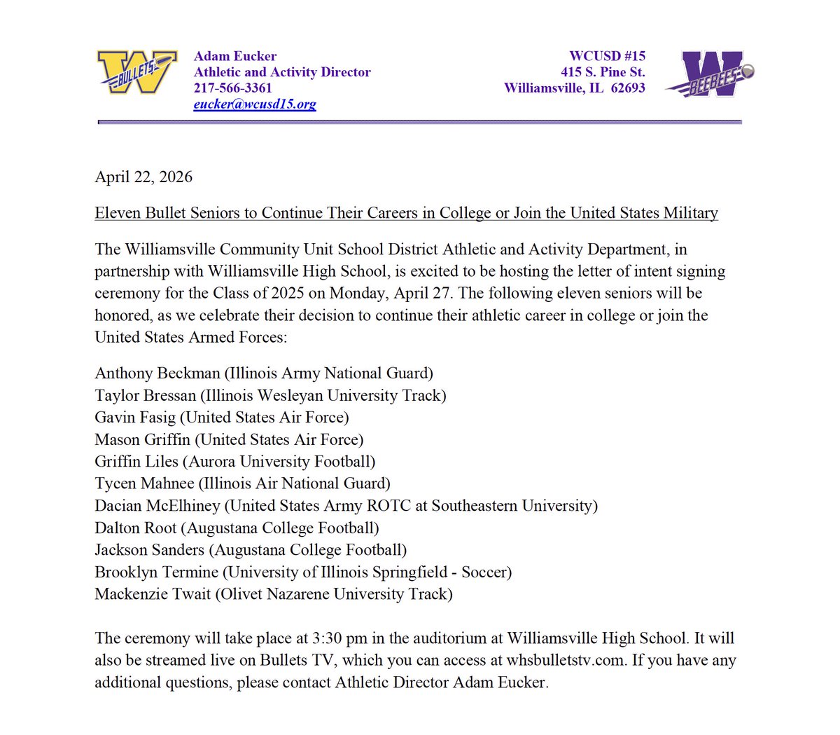 wcusd15sports's tweet image. Eleven Bullet Seniors to Continue Their Careers in College or Join the United States Military

bit.ly/4cpM6Tn

#bulletpride #earnednotgiven