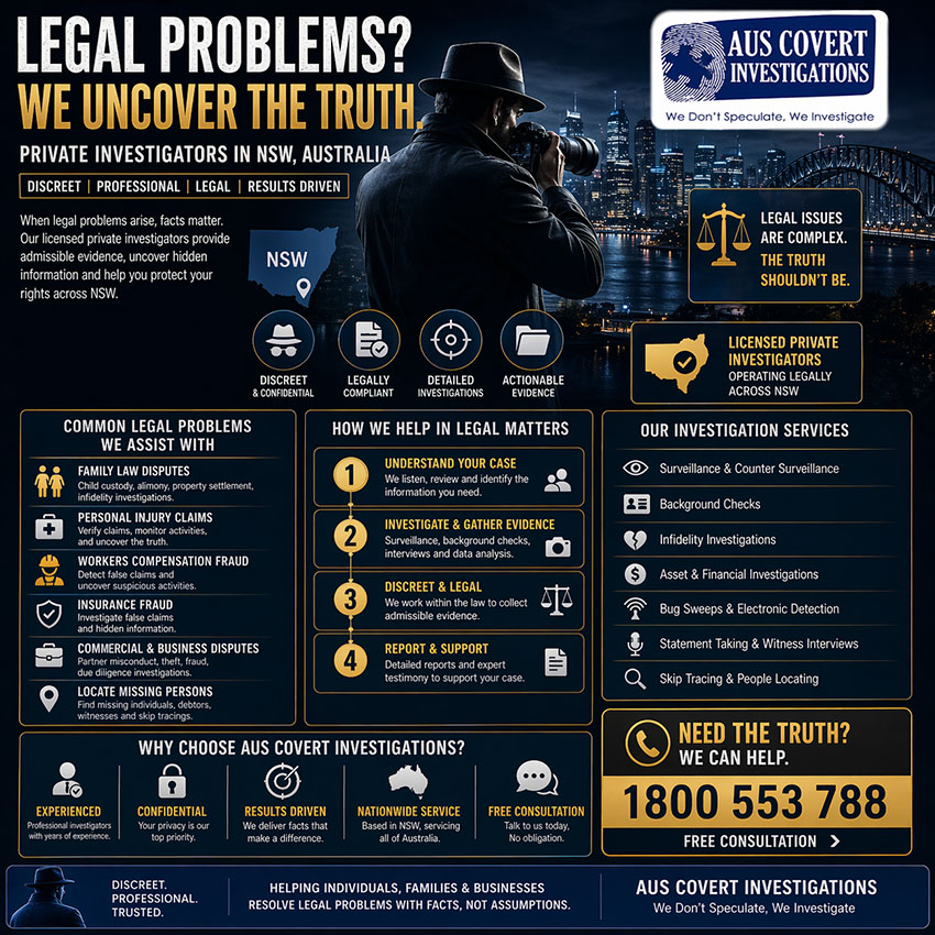 AusCovert_PI's tweet image. Legal trouble in NSW? Private investigators can uncover critical evidence for court cases, disputes &amp;amp; legal claims — all within Australian law.

📞 1800 553 788
🌐 auscovertinvestigations.com.au
#PrivateInvestigator #NSWLaw #LegalSupport #CourtEvidence #Investigations #AustraliaLegal