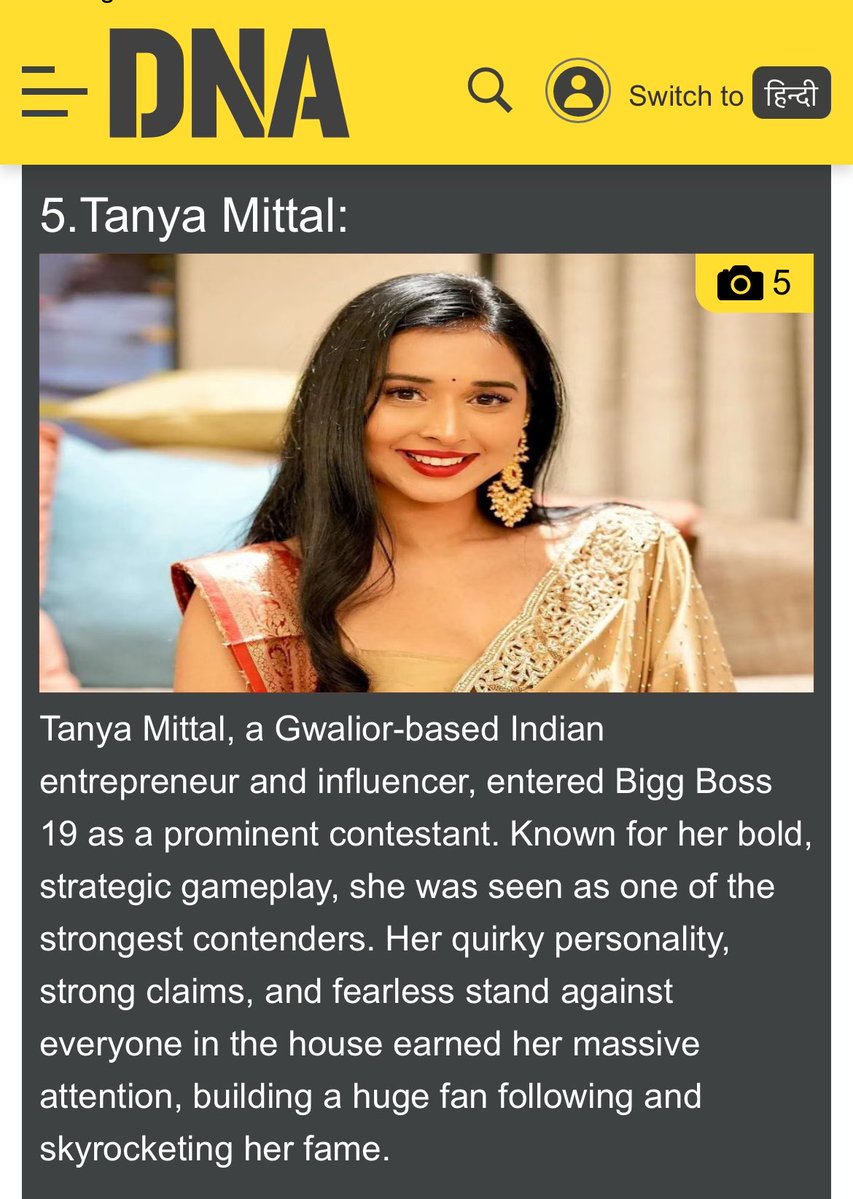walterwhitezzz's tweet image. DNA lists @itanyamittal as one of the most LOVED contestant in #BiggBoss history 🔥

Link: dnaindia.com/entertainment/…

#TanyaMittal