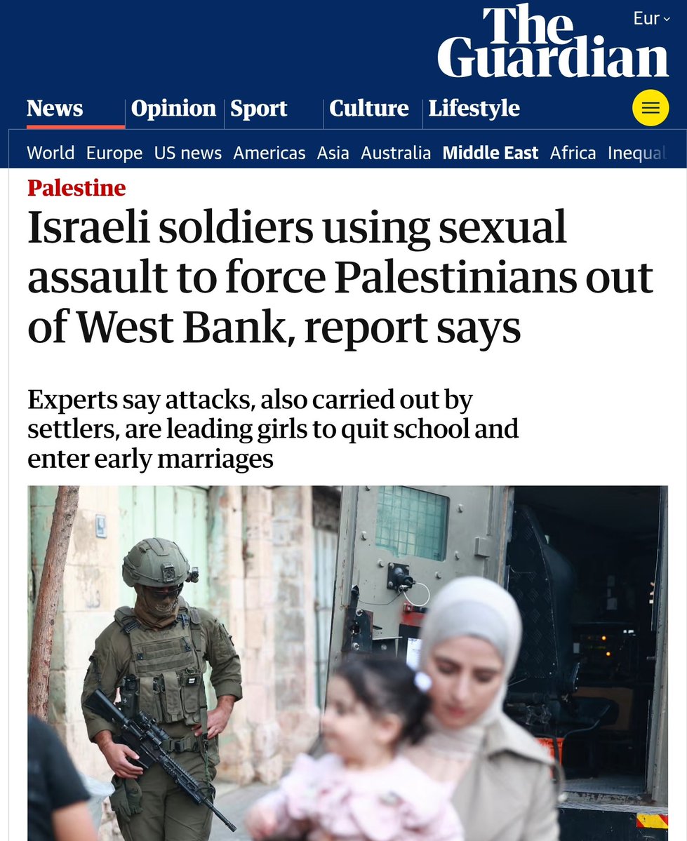 Ali_Ibn_Ibrahim's tweet image. Israelische Soldaten und Siedler vertreiben mit sexuellen Übergriffen Palästinenser aus dem Westjordanland. Opfer: #Frauen und #Mädchen/#Kinder. // Sexual violence against #women and #girls/#children by Israelis in the West Bank 

theguardian.com/world/2026/apr…