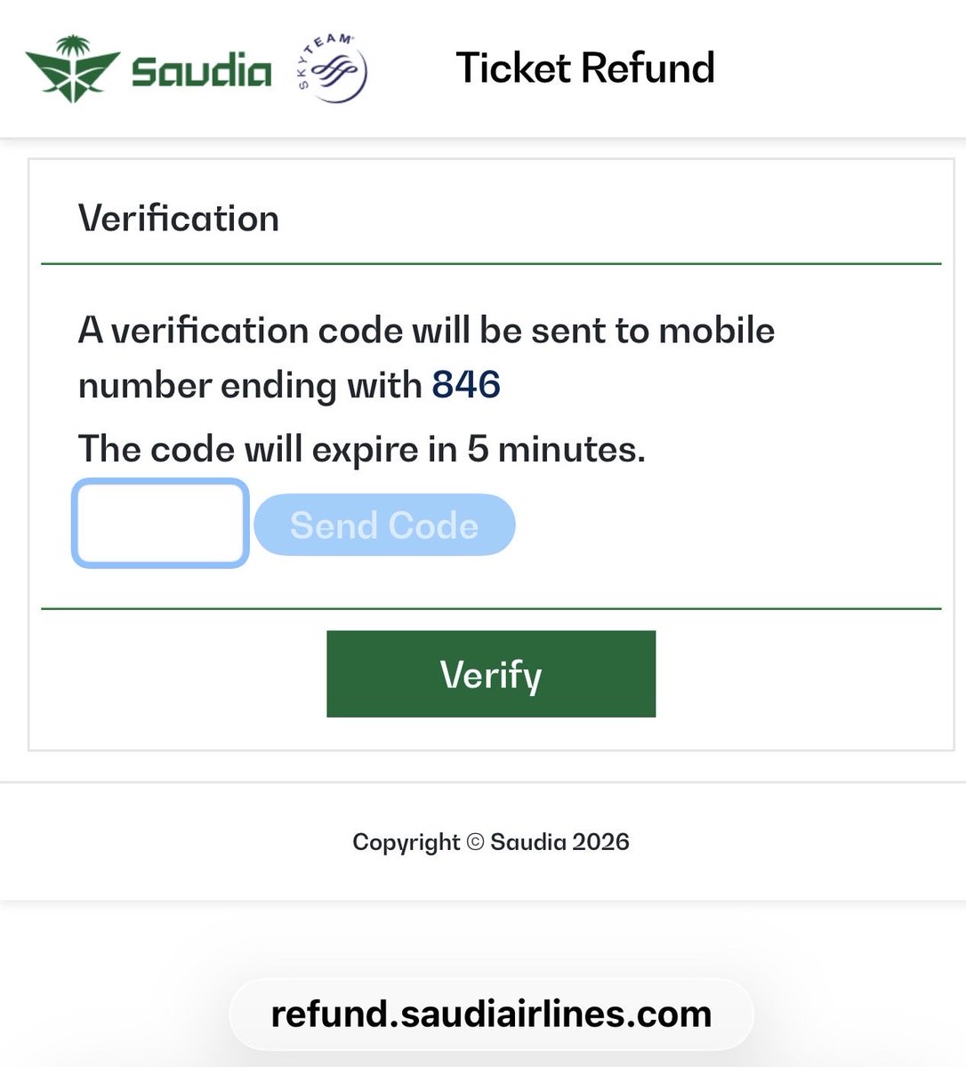 MohammadAidarus's tweet photo. @Saudia_Care I tried submitting refund request through the website and virtual assistant but the code is not coming to my phone number. And the customer service is not helping. And no response for my email to gcccu@saudia.com. What should I do?! https://t.co/c9EExmSbgy