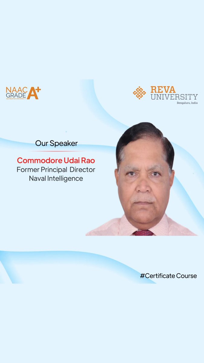 DaveSolanki's tweet photo. Join the Certificate Course on India's National Security in the Age of Techno-Geopolitical Disruption organized by School of Geopolitics and Public Policy,  @REVAUniversity. Registration Link: https://t.co/gy4XxseXcI https://t.co/BTLlkSvOPR