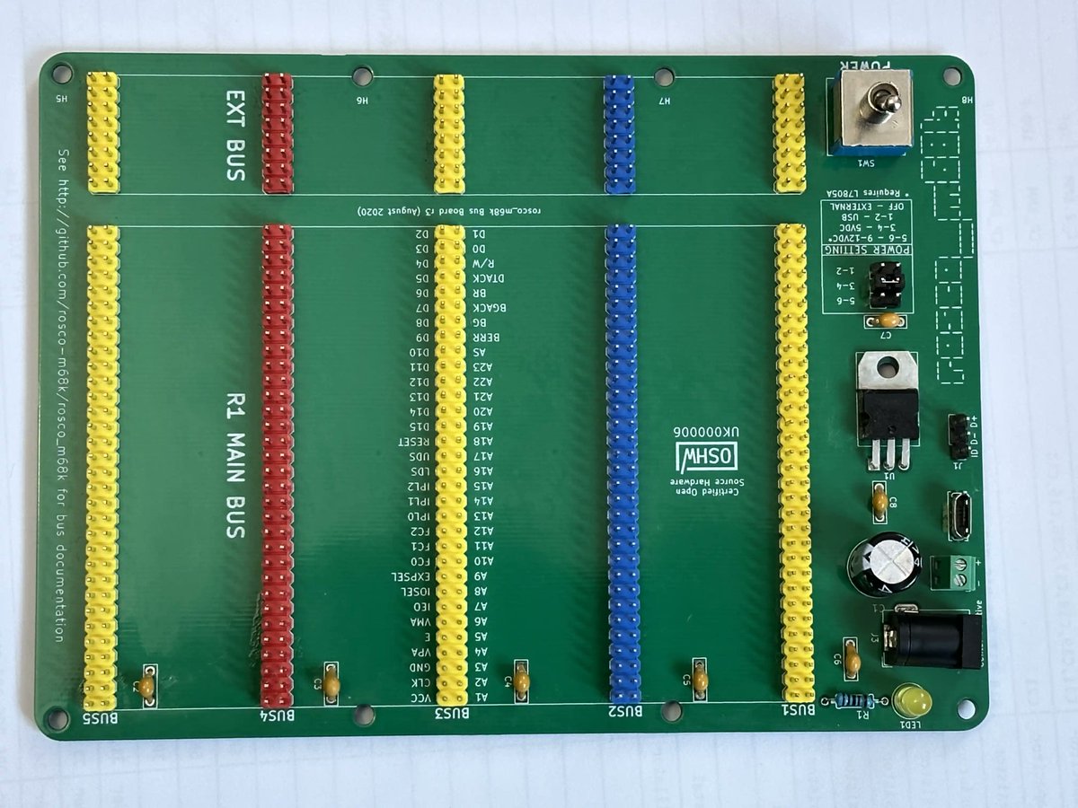 SolderDemon's tweet photo. The bus board for rosco_m68k is a pretty sweet piece of kit. Still plenty of slots to fill, planning to add a video adapter based on the V9958, and currently working on a sound card built around the YM2149. This thing is slowly turning into a full retro workstation. https://t.co/E3xjCFptyN