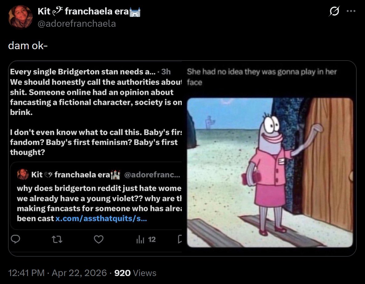 Every single Bridgerton stan needs a psych eval tweet media