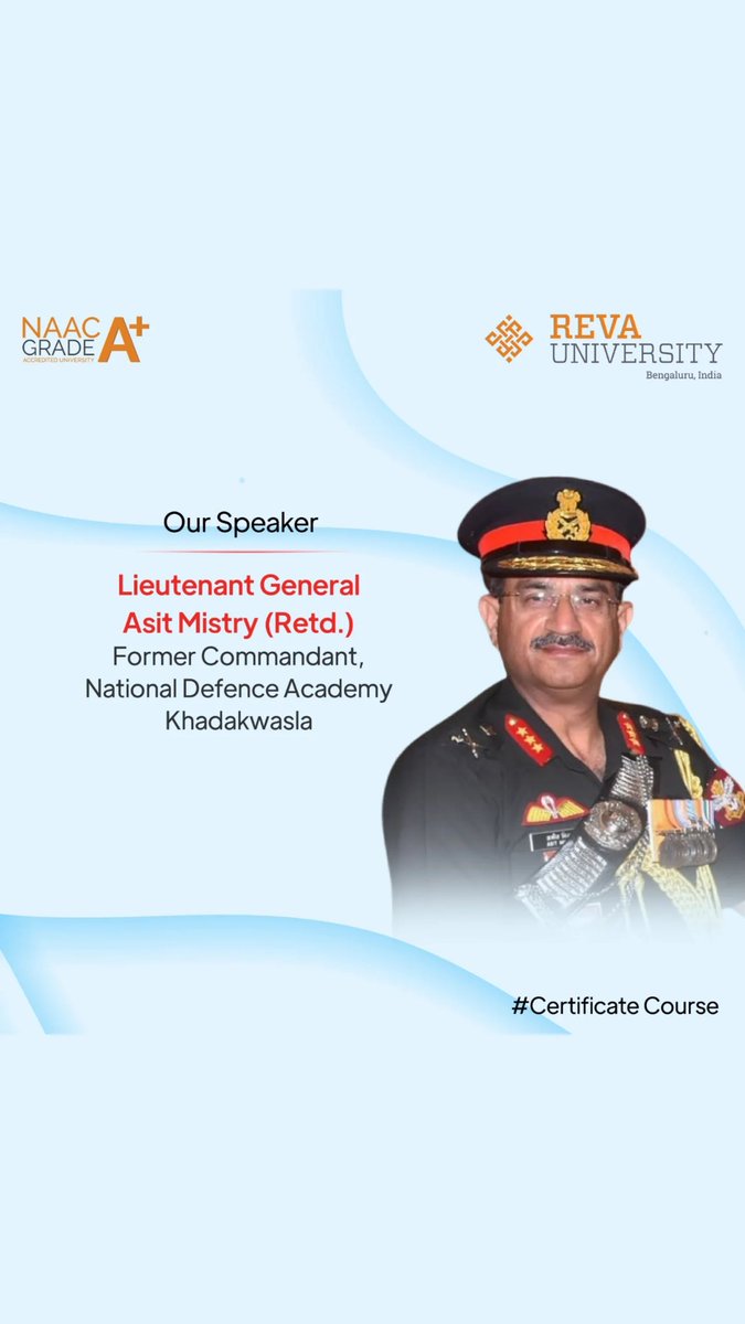DaveSolanki's tweet photo. Join the Certificate Course on India's National Security in the Age of Techno-Geopolitical Disruption organized by School of Geopolitics and Public Policy,  @REVAUniversity. Registration Link: https://t.co/gy4XxseXcI https://t.co/NqKgToabSU