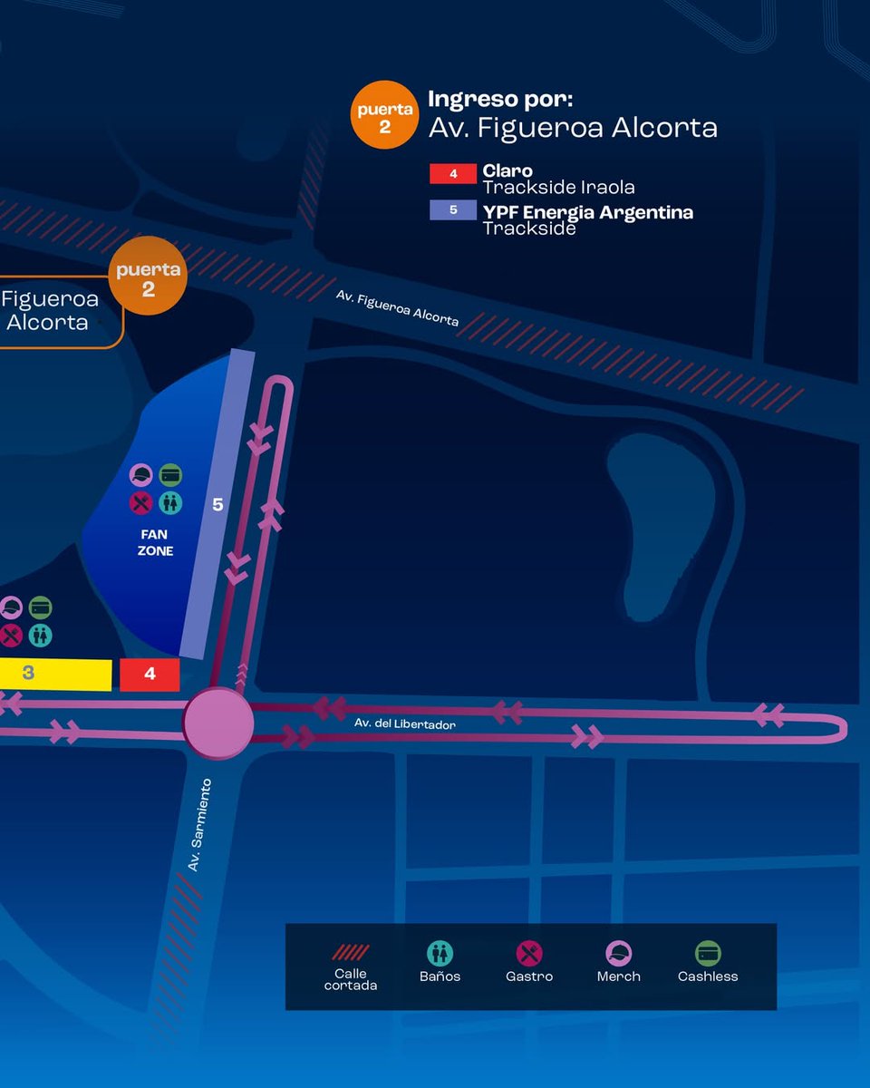 🗺️| MAPA OFICIAL CON INGRESOS PARA EL FAN ZONE DEL ROAD SHOW DE FRANCO COLAPINTO

Grandstands Motorola, Latin Securities y Mercado Libre, ingresan por Av. Freire y Av. Dorrego.

Tracksides Claro e YPF, ingresan por Av. Figueroa Alcorta y Levillier.