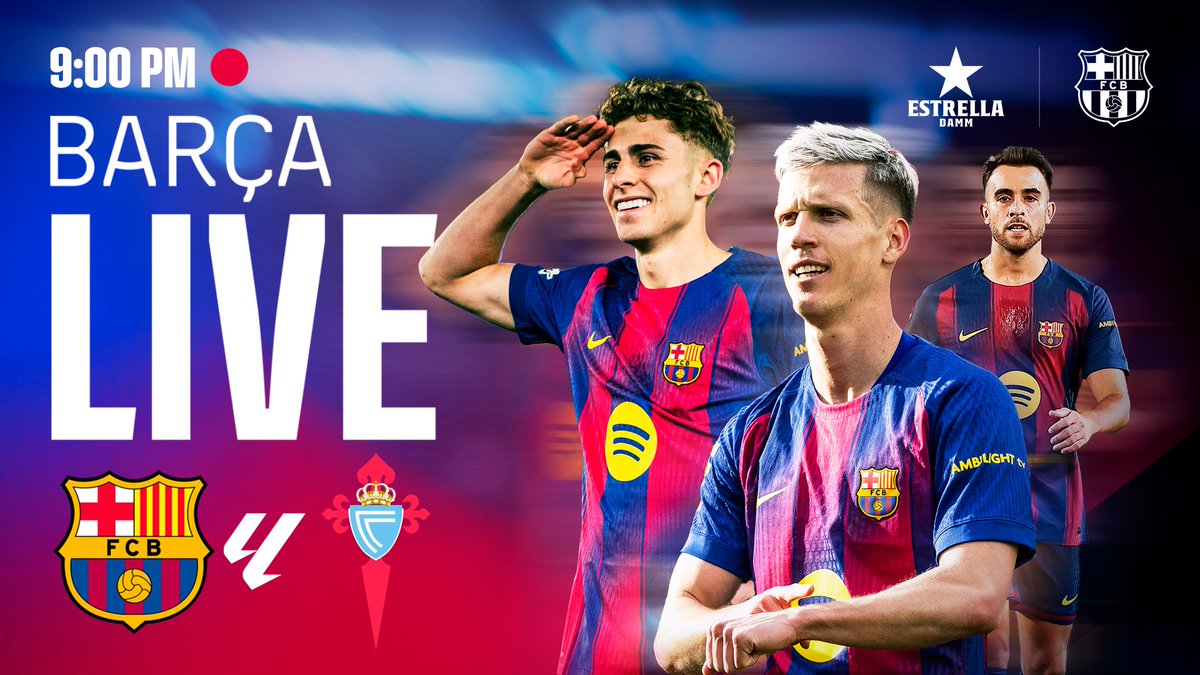 FCBarcelona's tweet photo. FC BARCELONA 🆚 CELTA DE VIGO
Watch Barça Live by @EstrellaDammCat 🔴🍻

📺 https://t.co/miQaOvptch https://t.co/c5hAA3Xaf1