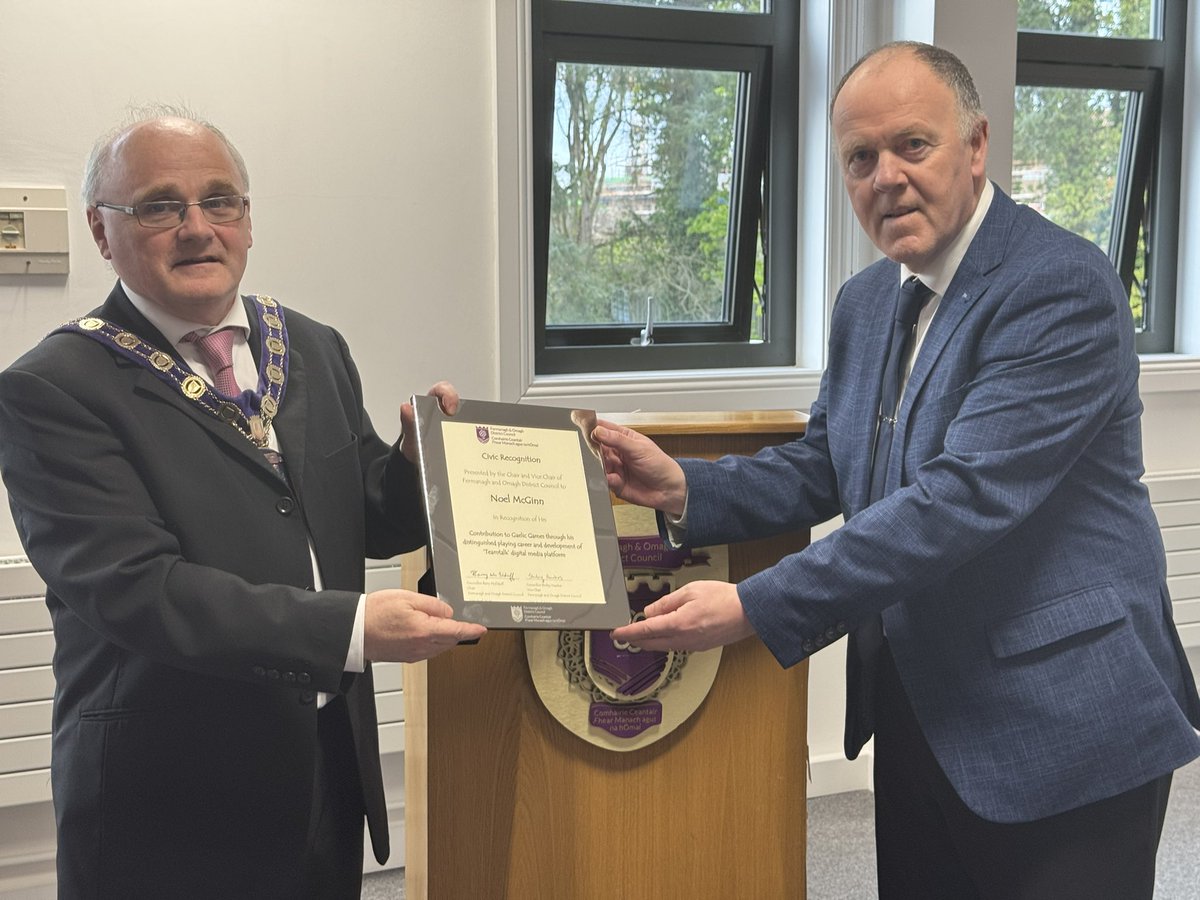 teamtalkmagLIVE's tweet photo. Congratulations to Noel McGinn who was tonight honoured with a Civic Reception at @fermanaghomagh District Council. Well deserved Noel. https://t.co/4Qc5mrfuwv