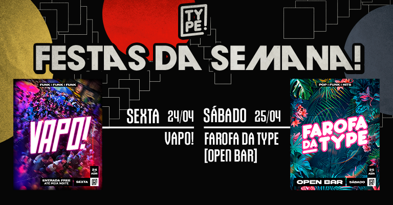 typejoinville's tweet photo. ✨ AGENDA ✨

▪️ SEX ✘ 24/04: VAPO! ♥‿♥
▪️ SÁB ✘ 25/04: FAROFA DA TYPE [OPEN BAR] ◝(ᵔᗜᵔ)◜

Ingressos: https://t.co/0xrz9xUgnb
Listas: https://t.co/WTFbyHmEHl https://t.co/1ZcwCSrjLD