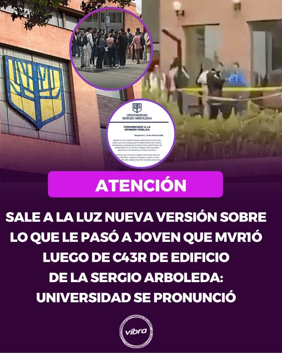 vibra_co's tweet image. La institución emitió un comunicado oficial tras el f4ll3c1m13nt0 de su estudiante y dio a conocer detalles 😱 👀  #joven #Universidad #SergioArboleda #Caída  
Detalles aquí: vibra.co/?p=530601