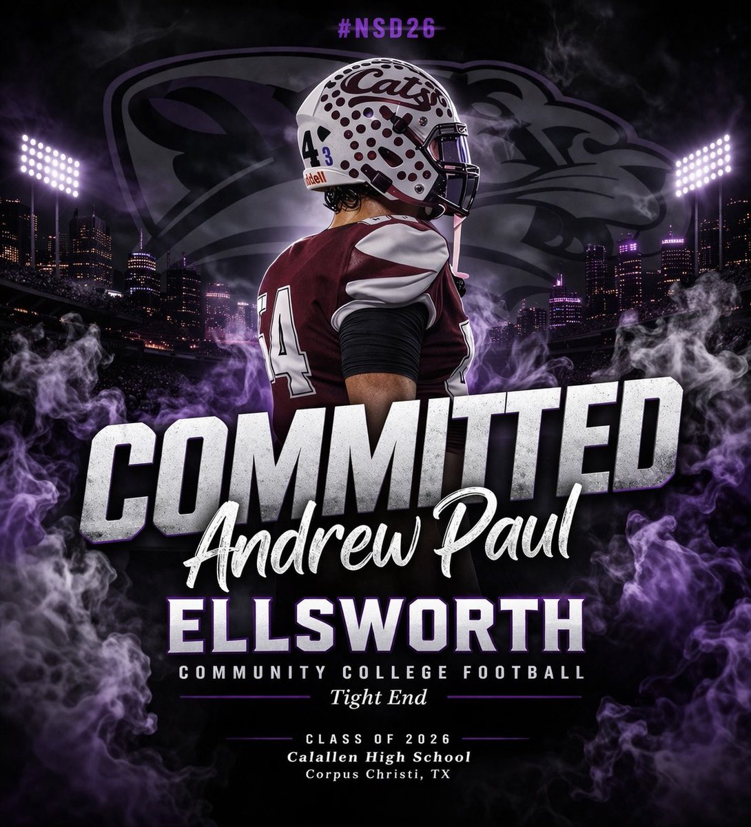 Andrew_paul255's tweet photo. #AGTG I’m blessed to announce my commitment to 
@Ellsworth_CC_FB! 

Thank you to my mom and coaches for everything.
Grateful for the opportunity. 🏈

@CoachWhiteECC @coachcreeve @_CoachIrvin @the_CoachTC  @RecruitCalallen @CalallenCats 
#NSD26 #UMW https://t.co/obW8jM0f3x