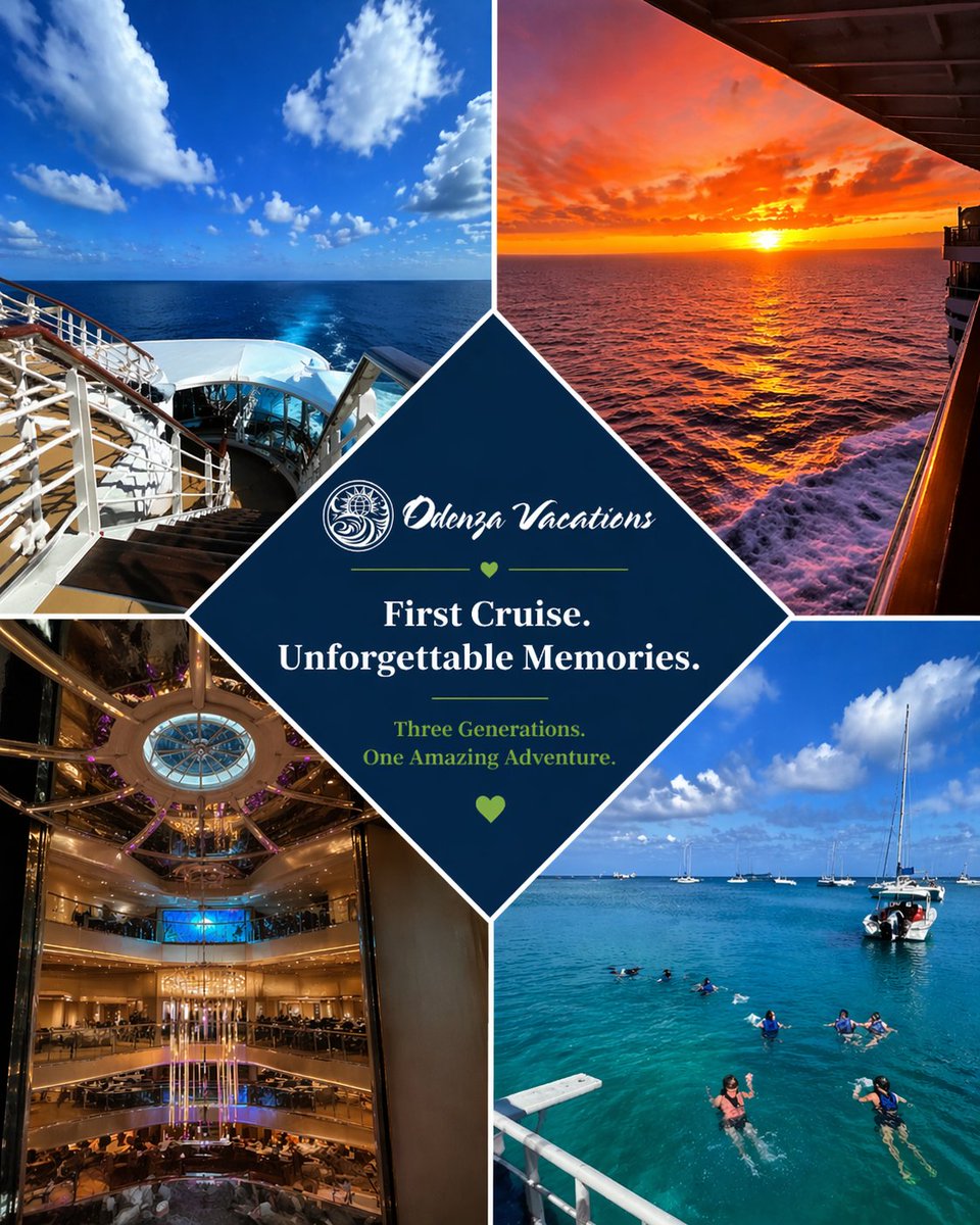 Odenza's tweet photo. We’re thrilled to share the amazing experience of one of our own managers here at Odenza, who just returned from his first-ever cruise, and it was nothing short of unforgettable! He set sail with Royal Caribbean on a journey filled with adventure, relaxation, and priceless memories. Not only did he get to experience all the incredible amenities and destinations, but he also had the unique opportunity to travel with three generations of his family, creating memories that will last a lifetime.

From the breathtaking sunsets to the vibrant onboard activities, the family got to explore stunning destinations and enjoy world-class entertainment, all while bonding together in the ultimate vacation setting.

Ready to take your next trip? Call us today at 1-866-339-6004