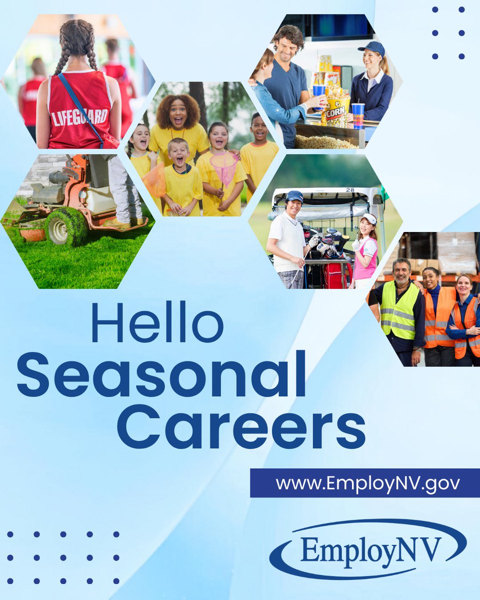 EmployNVNorth's tweet image. Kick start your #Summer job search at EmployNV!

#Seasonal opportunities are heating up, and we’re here to help you land the perfect fit.

No‑cost #Services available online or in person, find your EmployNV Career Hub at bit.ly/EmployNVHubLoc…
