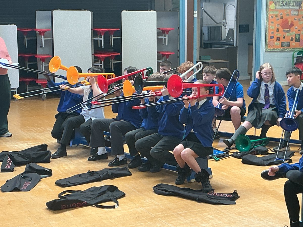 Parkfield's tweet image. #Y5 enjoyed starting their P-Bone instrumental lessons this afternoon. #Music