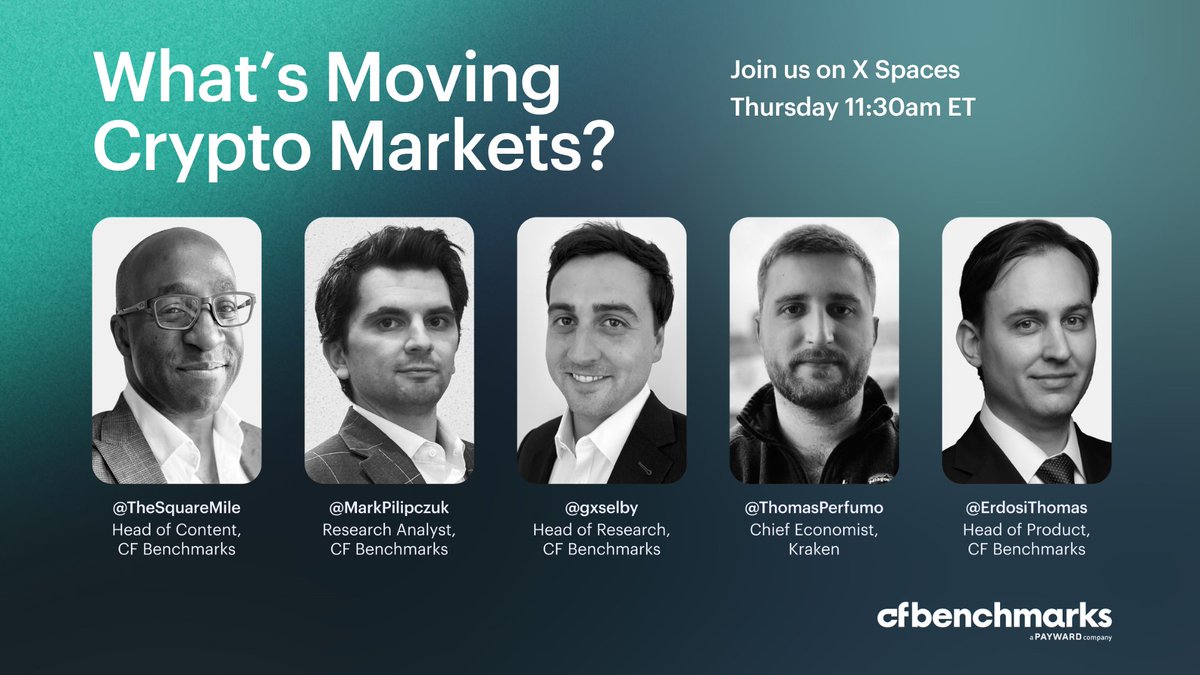 CFBenchmarks's tweet photo. What's Moving Markets Now

We're going live tomorrow at 11:30am ET to cover:

• Saylor buys, DeFi exploits, RWA momentum
• Warsh hearing: key takeaways
• April FOMC: what to watch
• Bitnomial acquisition
• Q1 factor performance breakdown

https://t.co/5y7VhmnkUg https://t.co/Vau1yhYSMo