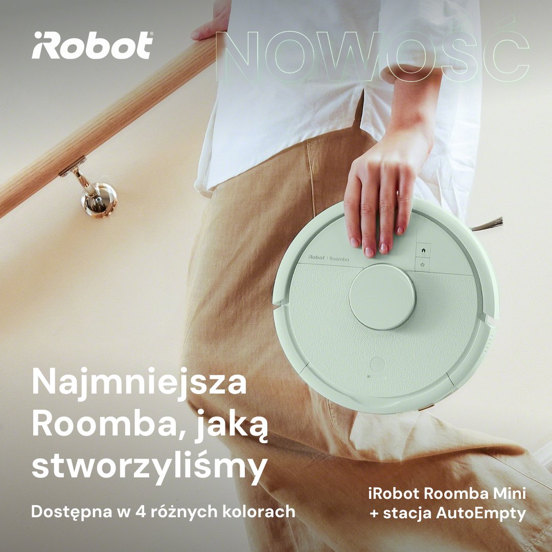 iRobotPolska's tweet image. Najmniejsza w historii, niepozorna, ale robi dokładnie to, czego potrzebujesz.

💚 Nowa #Roomba Mini 💚

Zaprojektowaliśmy ją z myślą o realnych warunkach mieszkania – takich, w których liczy się każdy metr kwadratowy.

Sprawdź szczegóły i nowe kolory na: cutt.ly/utHs9f05.