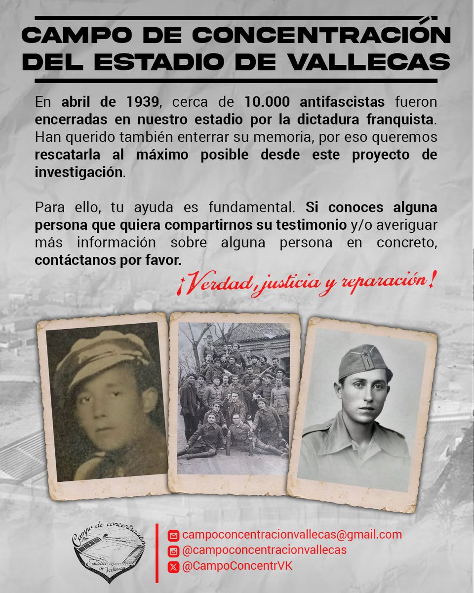 PCEExteriorArg's tweet photo. Campo de concentración del estadio de Vallecas
@CampoConcentrVK  @jjmancha1924 
👉 https://t.co/CZKu2jrV7X
👉 https://t.co/mQqfbb10D6 https://t.co/WmNikDbXFw