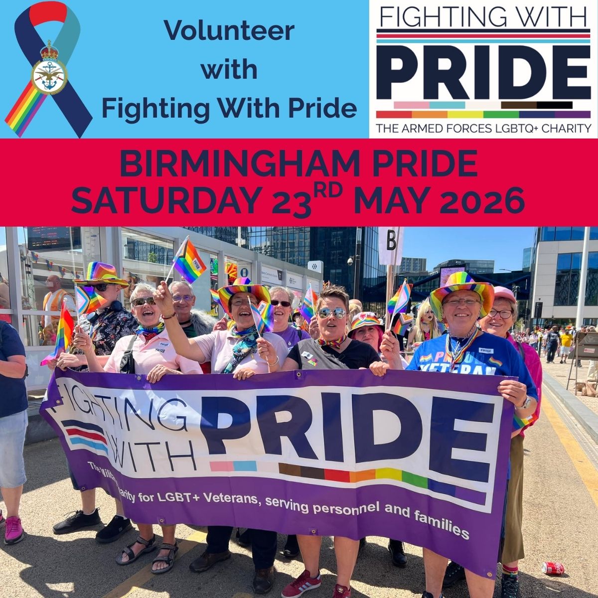 fightingwpride's tweet image. Join us at Birmingham Pride on Saturday 23rd May 2026!

Are you based in the Midlands? We’re looking for volunteers to be part of our team and walk with us in the Pride Parade.

To sign up, use this link.

wkf.ms/4taGdPT

#Volunteering #Pride