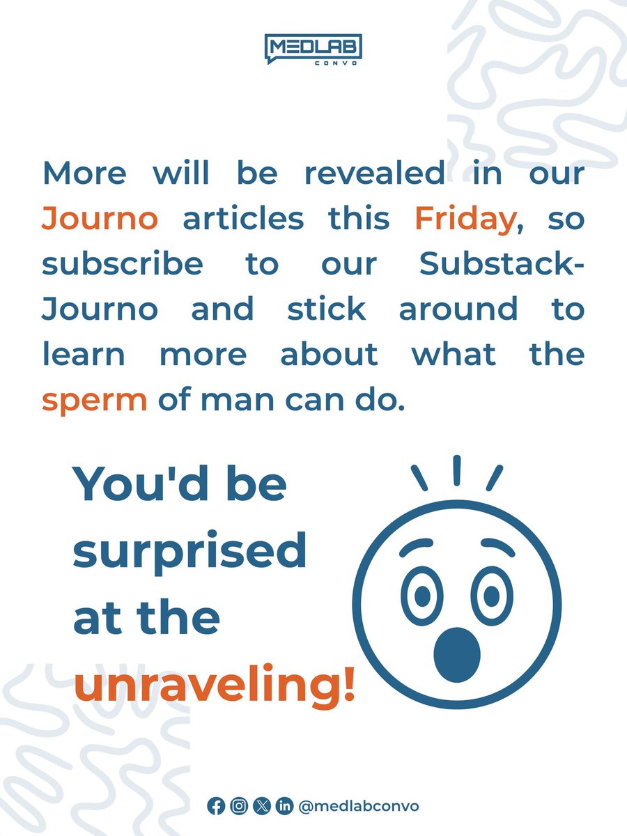 Medlabconvo's tweet photo. We’re breaking this down fully in our next Journo article this Friday.
Trust us—you’ll see sperm differently after this.
Subscribe & stay ready
https://t.co/InmS82GVHY
6/6
#MedLabConvo #LetsTalkMedLab #MLS https://t.co/Kq26qEOkt1