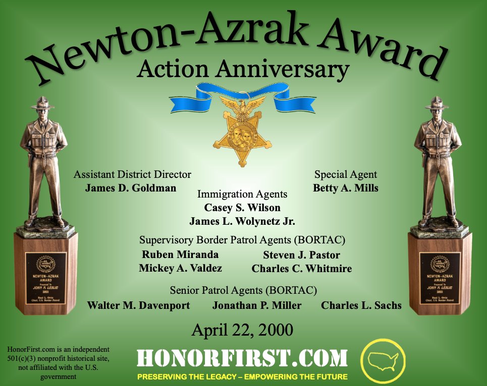 CliffHonorFirst's tweet image. April 22, 2000: Eleven INS employees were recognized for their roles in Operation Reunion, the mission to safely recover Elian Gonzalez and reunite him with his father.

honorfirst.com/newton-azrak-a…

#HonorFirst #BorderPatrol