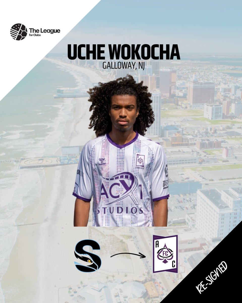 AtlanticCityFC's tweet photo. Galloway to the Boardwalk. Every. Single. Season. 🃏
Uche Wokocha is back for Year 4 with Atlantic City FC.
2025 NJAC Midfielder of the Year 🏆
All-Region IV · All-ECAC · 3× All-Conference First Osprey ever to win the award
#AcesUp♠️⚽️ #AtlanticCityFC #ACFC https://t.co/W1sHxH0jPA
