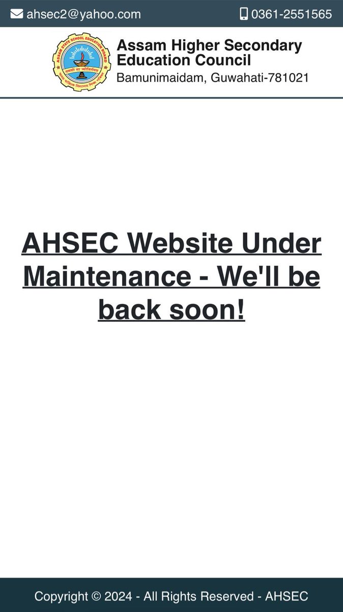 shanks__red___'s tweet photo. 🚨 AHSEC WEBSITE DOWN 🚨

Official site under maintenance 👀
Servers gearing up 📈

This usually means ONE thing…
RESULT DROP ANYTIME ⏳🔥

Stay ready, refresh gang 💀

#AHSEC #HSResults https://t.co/VLTHWKqxqI
