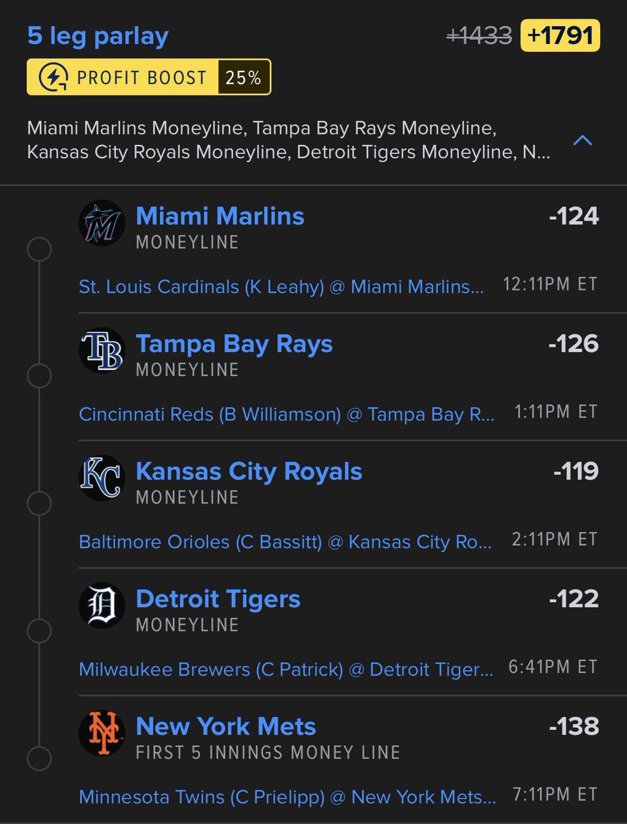 FREE MLB +1791 LOTTO PARLAY ⚾️

❤️ + ♻️ + 🗣️ = Tailing DBB

Sending 5 People My MLB POD ⭐️

Let's All Cash In Big TOGETHER 🔥

Show Me GOOD VIBES If Riding 👀👇