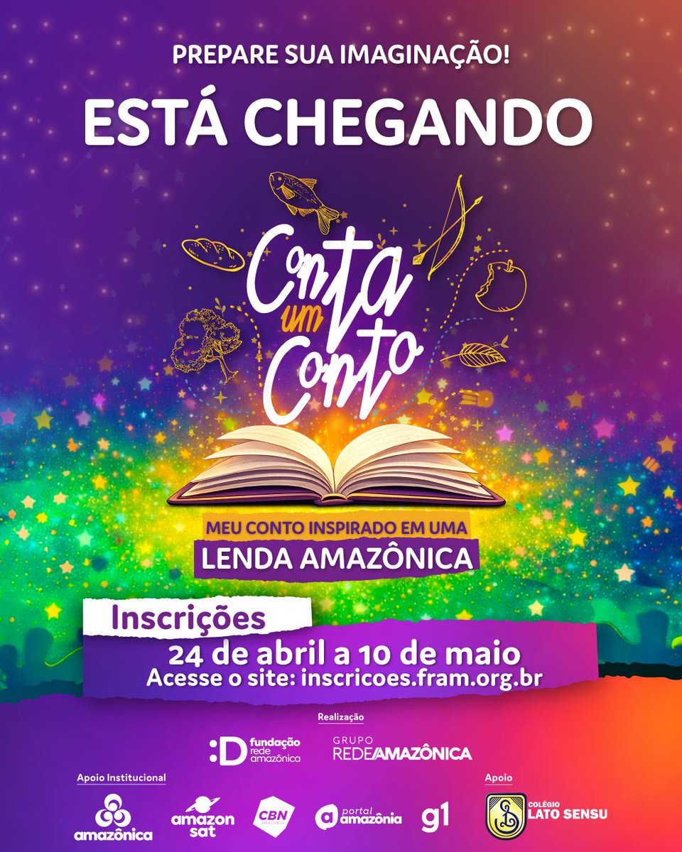 Tem novidade chegando 👀✨

A Fundação Rede Amazônica, em parceria com o Colégio Lato Sensu, lança um concurso que transforma lendas amazônicas em novos contos.

📅 Lançamento: 24 de abril. Mais infos em breve!