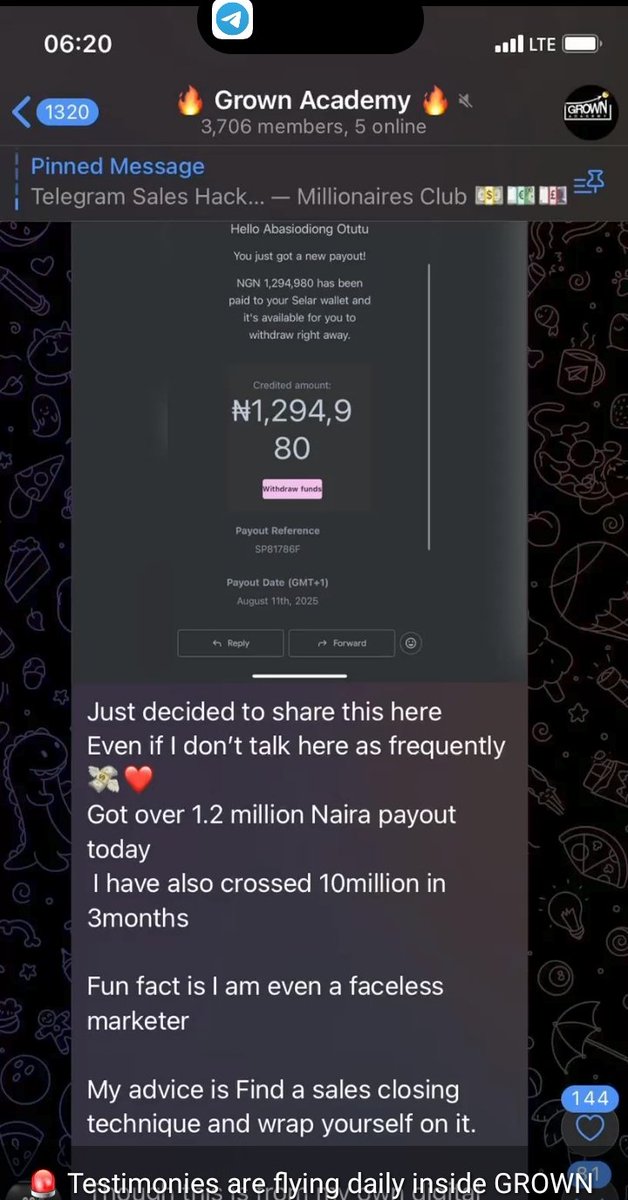ChetaramSamuel's tweet photo. As it stand now GROWN ACADEMY students testimonial from Affiliate Marketing is something to be talked about. 

1.2m payout in one day can only be possible when you are in the right community. https://t.co/g06eyKyQNo