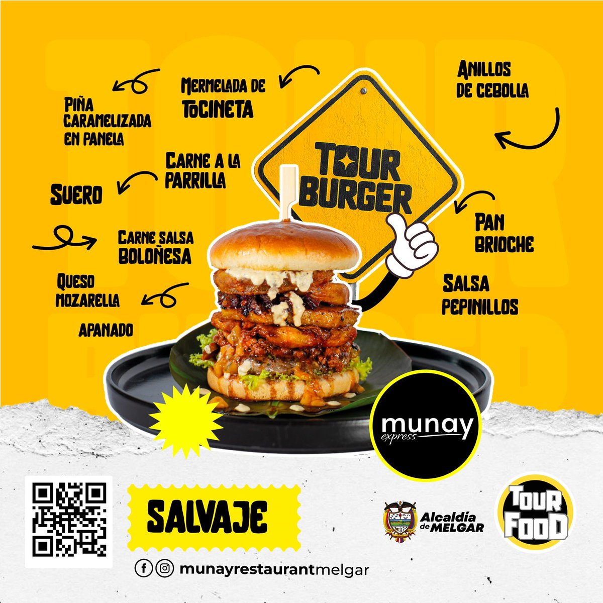 DialoguemosHoy's tweet photo. 🚨🍔🟠 #TourBurguer2026
🍔🔥 MUNAY RESTAURA 
En el marco del Tour Burger 2026, MUNAY RESTAURANTE presenta su apuesta: SALVAJE BY MUNAY, una hamburguesa pensada para conquistar todos los sentidos. 🤤✨
📍 Ubicación: Barrio Resacas, al lado del nuevo Ara
📲 Domicilios: 3115125780 https://t.co/IYfYZQqrYh