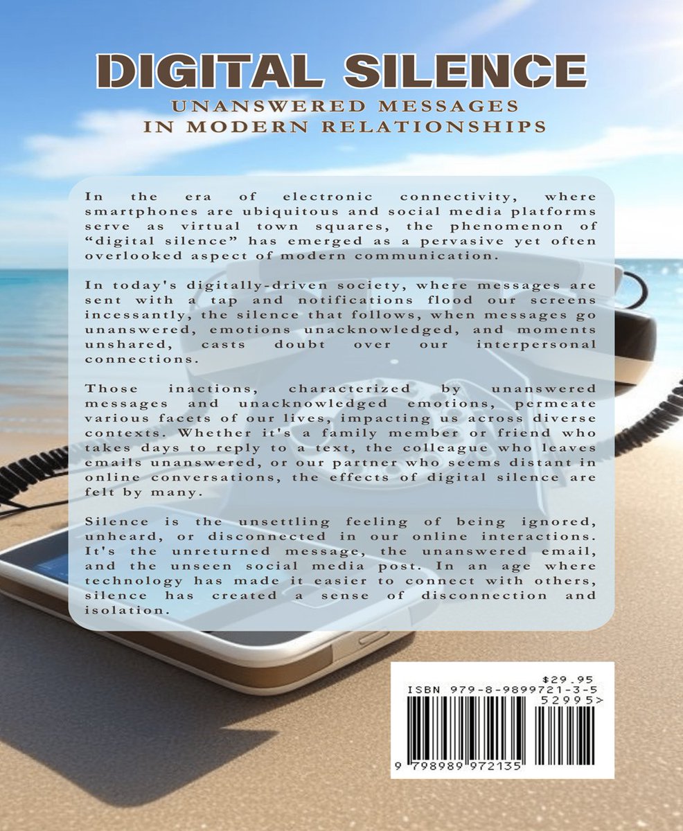 ChurchJunction1's tweet image. * New release: DIGITAL SILENCE: UNANSWERED MESSAGES IN MODERN RELATIONSHIPS How disheartening it is when we sit in #silence, wondering if our #message  was ever received, only to realize they didn’t bother to respond. #books #DrBlunt #DigitalSilence amazon.com/DIGITAL-SILENC…