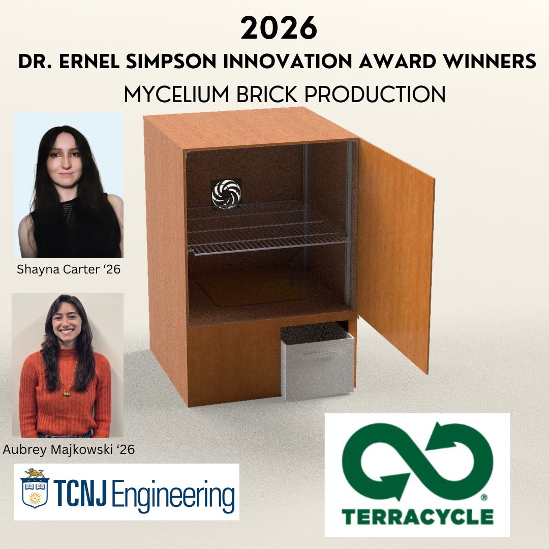 EngineeringTcnj's tweet photo. 🌎 Happy Earth Day! For the 7th year, we’re celebrating student innovation w/ @TerraCycle! Congrats to our Dr. Ernel Simpson Innovation Award winners for their system that transforms organic matter into building materials. 🍄
Read more: https://t.co/tLp3wzGM2V
#EarthDay #TCNJ https://t.co/KBdAb2pymh