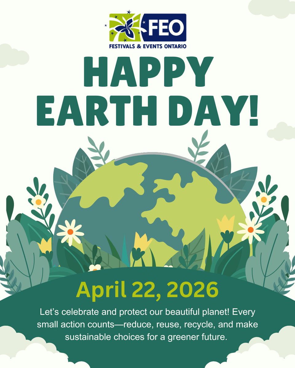 FEOntario's tweet photo. April 22 is Earth Day. Here's a shout out to all of the festivals and events in Ontario that have made conscious moves towards green, sustainable choices. Thank you for doing your part to save our planet. Hillside Festival, @PtboFolkFest &amp; @LetsGoToTheEX to name just a few. https://t.co/YucuIer97C