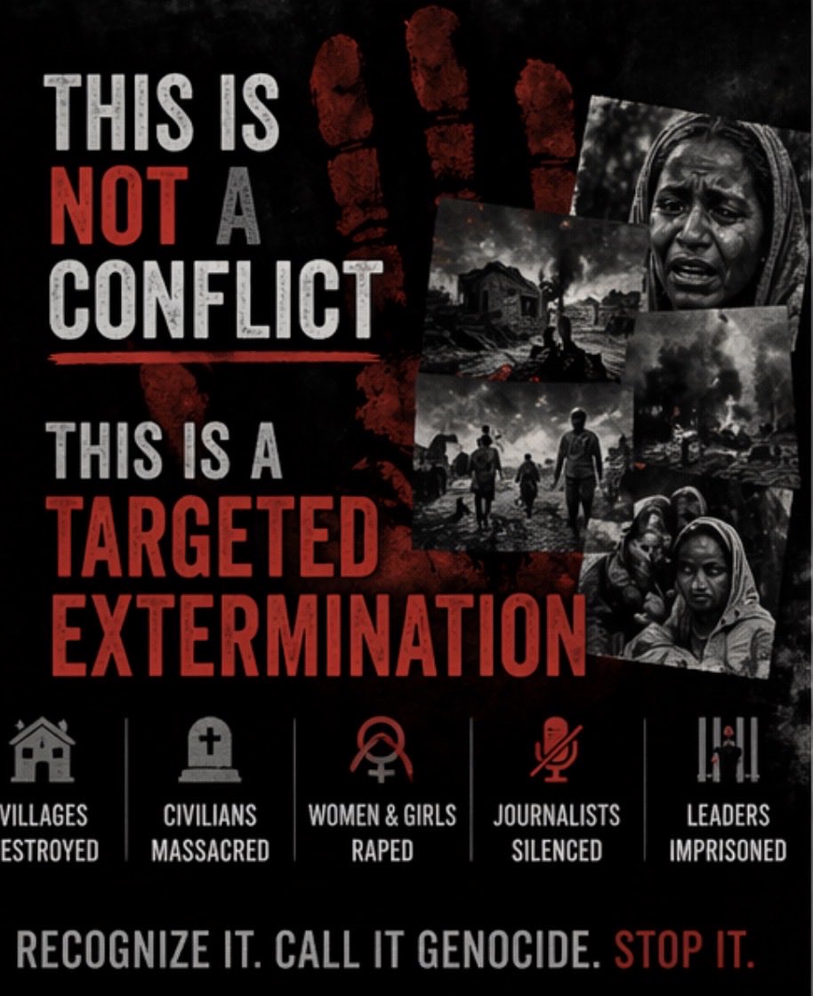 Week 4: Call for Action 

We have:-
✅Documented the patterns. 
✅Shared the stories. 
✅Honored the victims. 

Now we demand the int’l community to take accountability for the ongoing #AmharaGenocide in Ethiopia. 
Now is the ⏰ to Act! ⏰ to Speak up! 
#GenocideAwarenessMonth